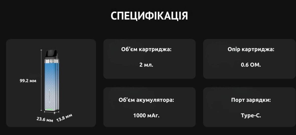 Технічні параметри подсистеми.