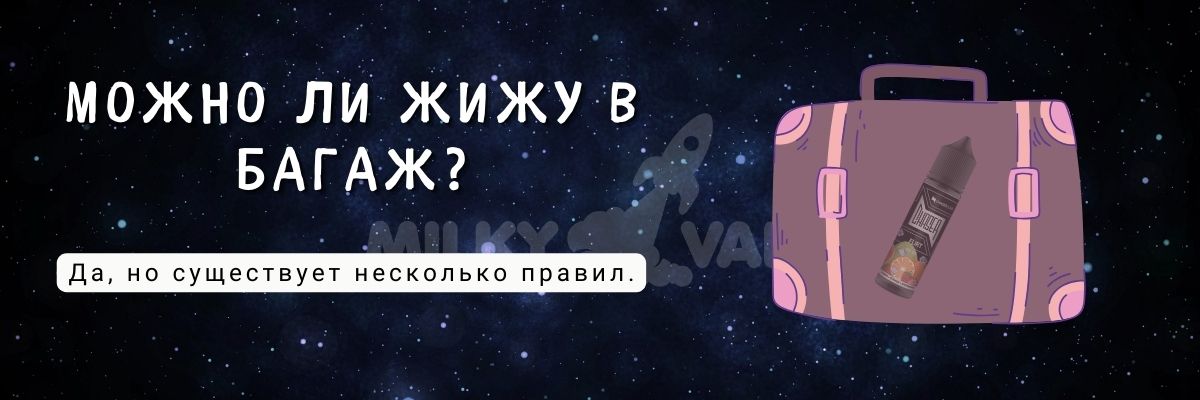 Узнайте можно ли класть жижу в багаж.