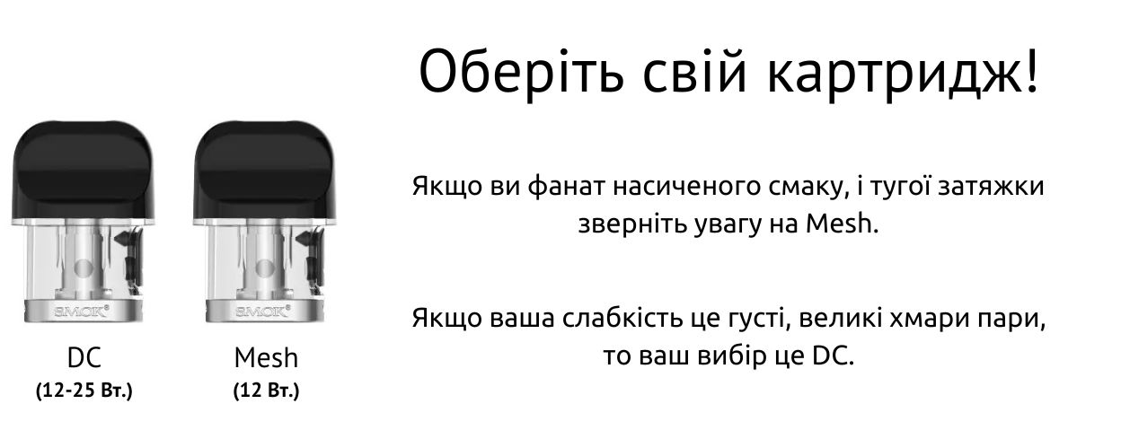 Оберіть свій вид картриджа серед декількох варіантів.