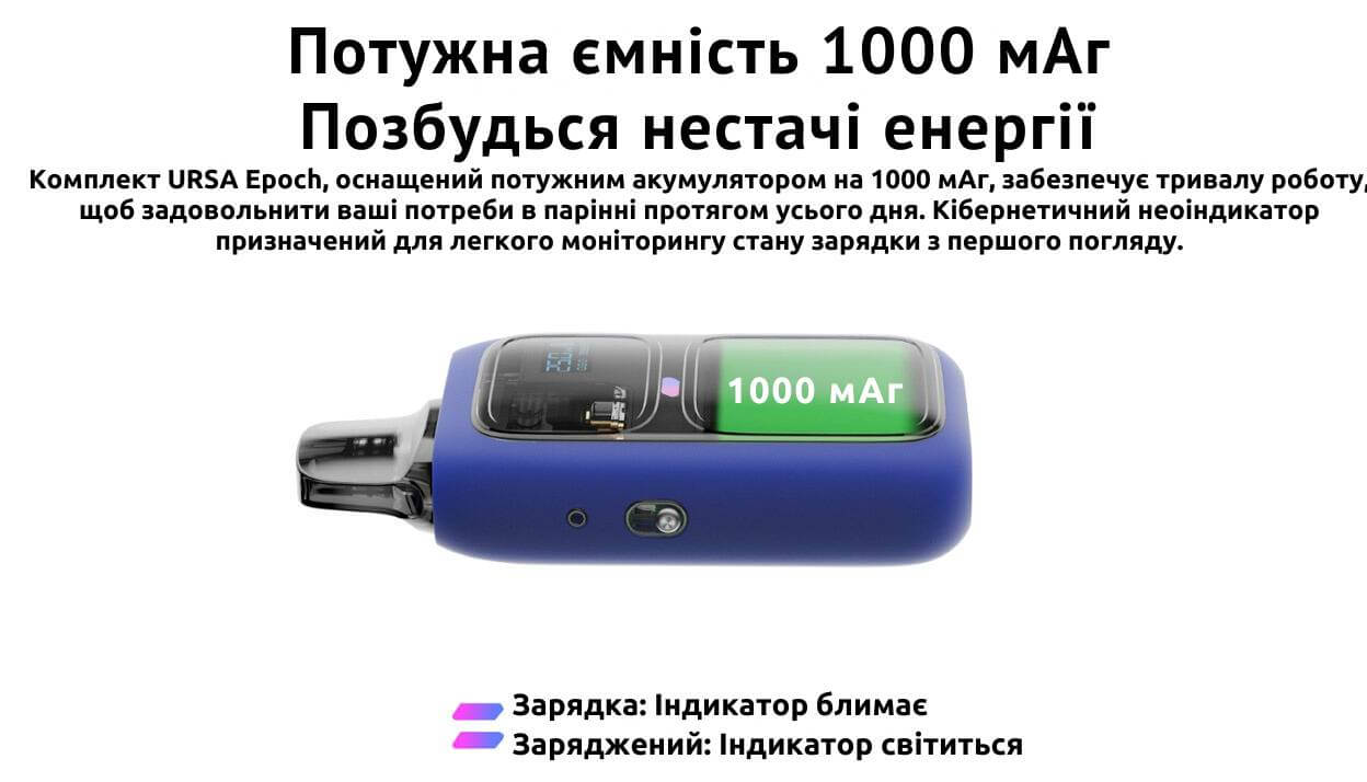 Присутній акумулятор 1000 мАг.