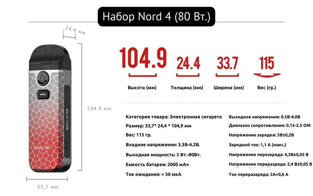 Стартовый набор SMOK Nord 4 (2000 mAh) – 7-Color Armor купить в Milky Vape