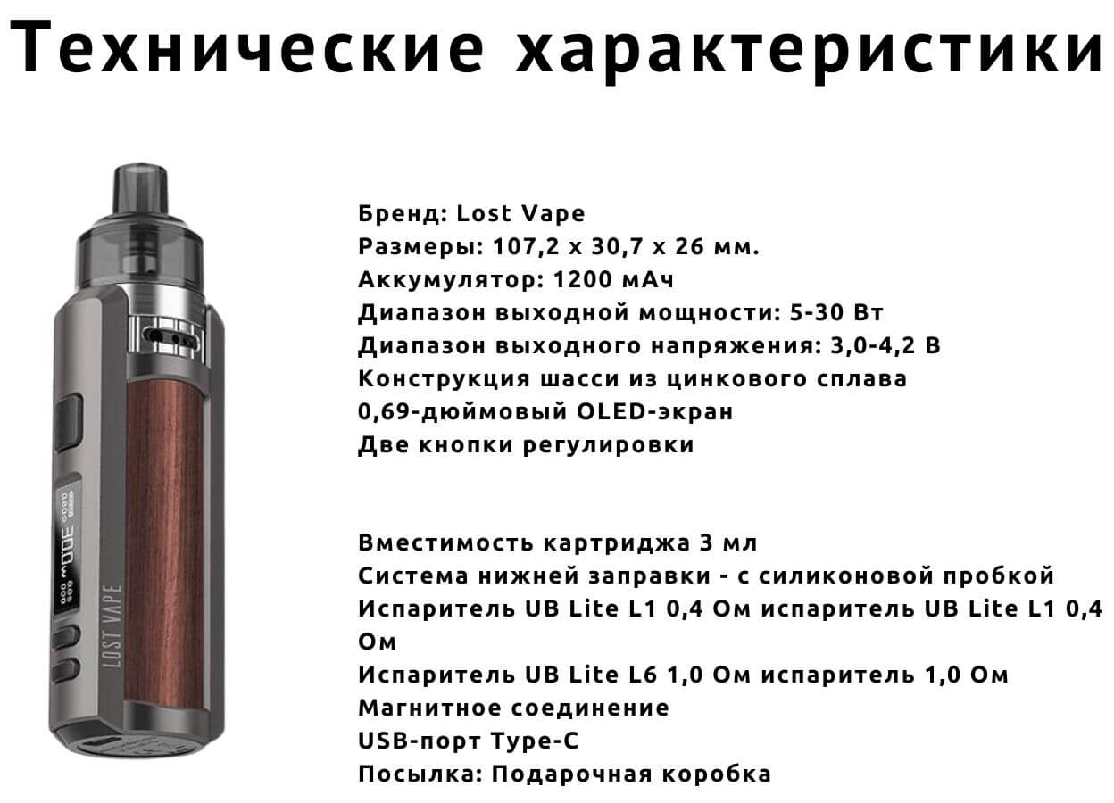 Стартовый набор Lost Vape Ursa Mini 1200mAh 3ml – Gunmetal Walnut Wood  купить в Milky Vape