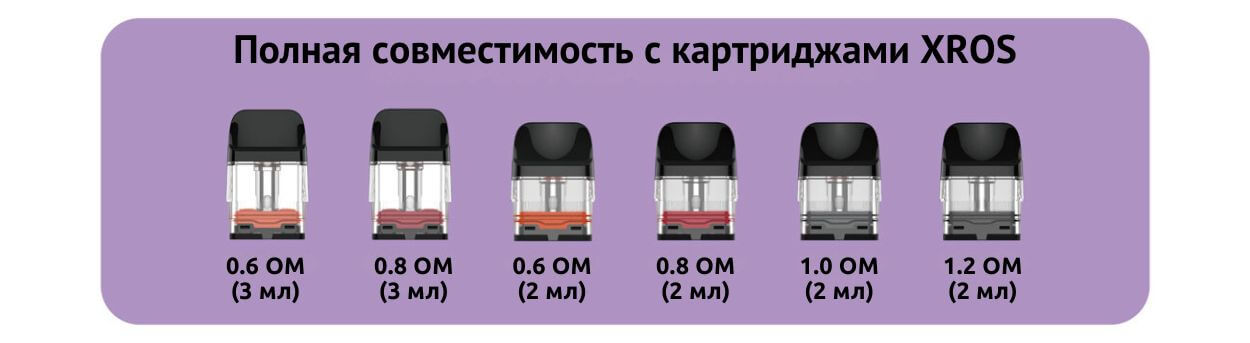 Девайс совместим с картриджами XROS.