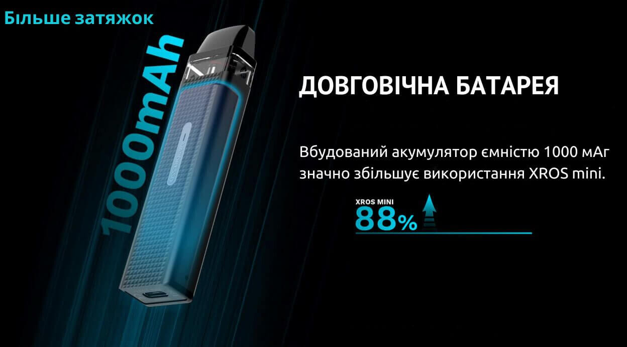 Присутній вбудований акумулятор 1000 мАг.