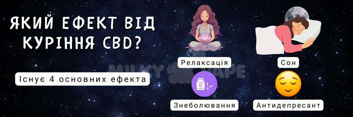 Дізнайтесь який ефект від куріння CBD.