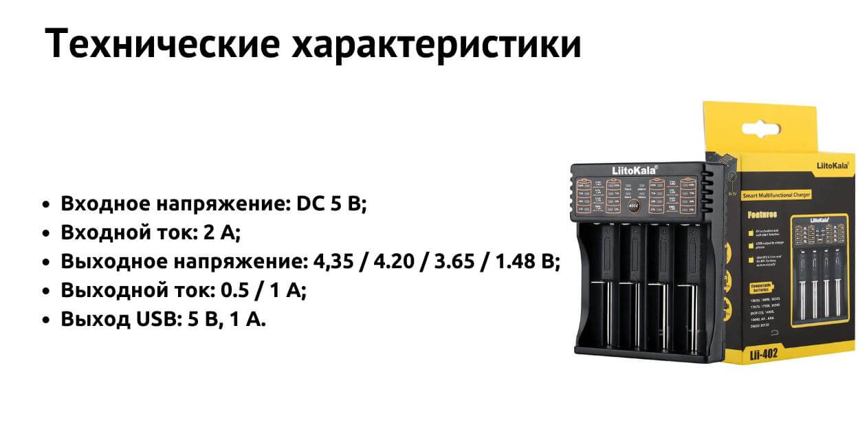 Технические характеристики устройства.